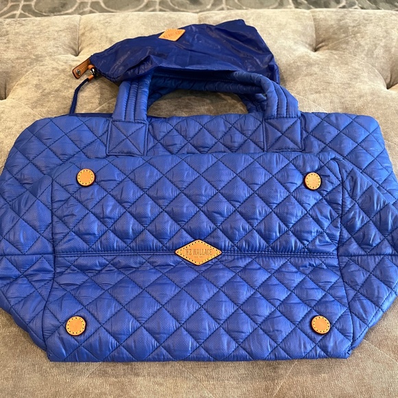 MZ Wallace Small Metro Quilted Nylon Tote -BLUE - Picture 3 of 9